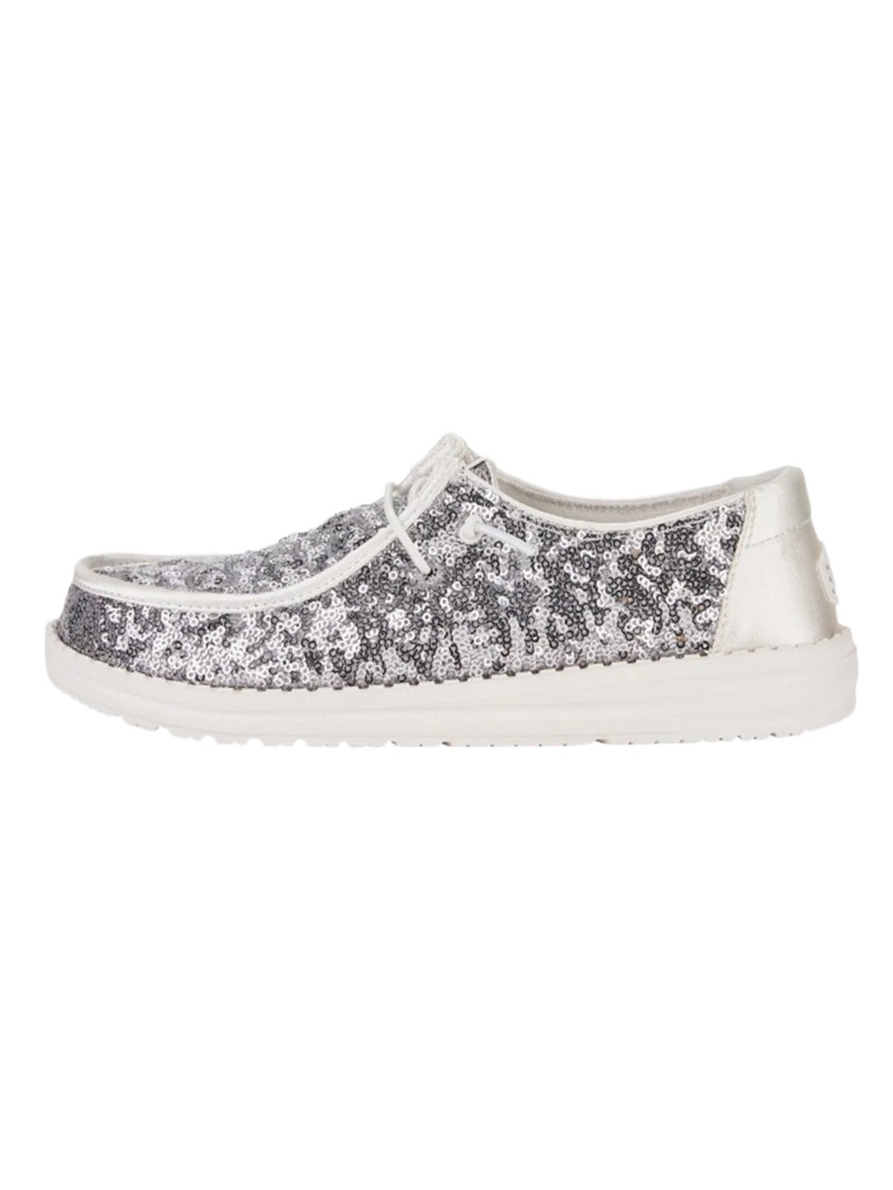 NWT Hey Dude Wendy Silver Sequin Glitter Slip On Loafers Comfort Shoes Sz 6